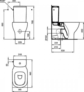 Напольный унитаз Ideal Standard Tesi AquaBlade T008201 безободковый, белый