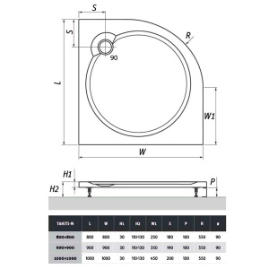 Душевой поддон Roth (Roltechnik) Tahiti-M Rondo black 100