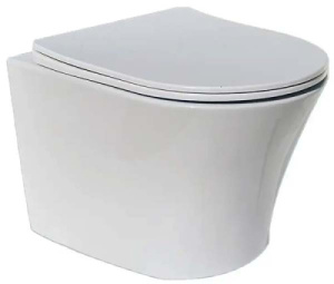 Подвесной унитаз Cerutti Adige Aria MW CT9245 / Adige Aria CT7837 безободковый с крышкой SoftClose, белый глянцевый
