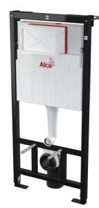 Комплект инсталляции AlcaPlast AM101/1120 Sadromodul с ароматизатором, кнопкой M570 / M571 / M572 / M578 и унитазом Roxen Cube 530135-01, сатин (хром матовый)
