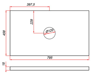 Столешница ЗОВ Антрацит CLDSP18H795458C1 (1 вырез)