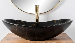 Умывальник Rea Royal Marble Black Matt