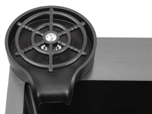 Кухонная мойка Avina Futur FK Eco Embossing Pop-up Rinzer Plus Black Nano с дозатором, коландером и ринзером, 50х50, графит