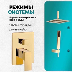 Душевая система скрытого монтажа Grocenberg GB5089GO-4 / GB5089MG-4, золото глянец