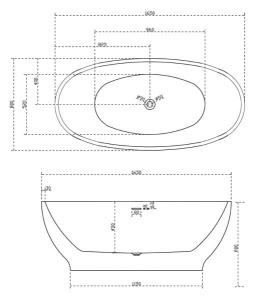 Акриловая ванна Abber AB9207MB, 165х80