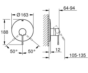 Смеситель встраиваемый Grohe Essence 19286001 (1 функция)