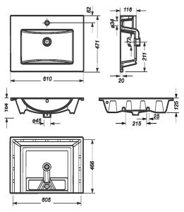 Умывальник Cersanit Quadro 60 / 0303.017