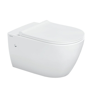 Комплект инсталляции Berges Atom Line 410 c кнопкой белой и унитазом Ego XL Rimless Soft Close