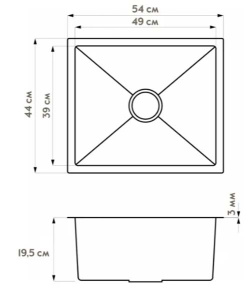 Кухонная мойка Axus LS-5444 / LS-6444 с коландером, 54х44/сатин