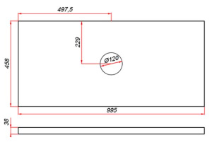 Столешница ЗОВ пластик HPL 38 Туя CHPL38T995458C1 (1 вырез)