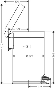 Мусорное ведро Hansgrohe AddStoris 41775670 / 41775000, 3 л, хром