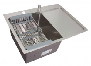Кухонная мойка Wisent WS-36550-L-114 / WS-36550-R-114 с коландером и дозатором, 65х50 L, сатин