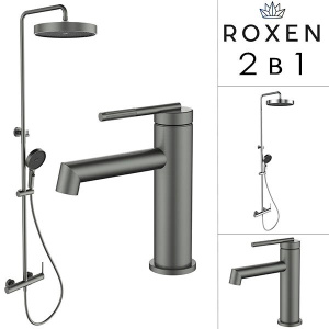 Набор душевая стойка со смесителем для умывальника Roxen Florence 500605317-GM