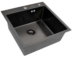 Кухонная мойка Arfeka AF 55 Black с коландером и дозатором