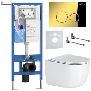 Комплект инсталляции 6 в 1 Roxen StounFix Dual Fresh 968046 с аромадозатором, золото глянцевое