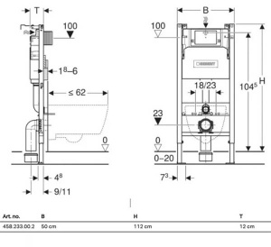 Комплект инсталляции Geberit Alpha 458.233.00.2A20Ch с унитазом Roxen Vortex Tornado 530160-01 Rimless Soft Close