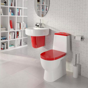 Напольный унитаз Sanita Best Color Red SL DM (с крышкой SoftClose), белый