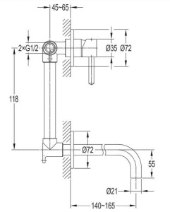 Смеситель встраиваемый Omnires Y Y1215N BL (1 функция)