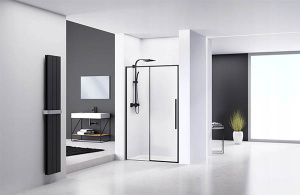 Душевая дверь Rea Solar Black раздвижная, 100х195, прозрачный