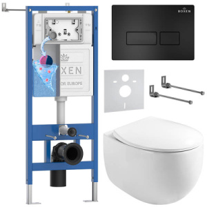 Комплект инсталляции 6 в 1 Roxen StounFix Dual Fresh 964195 с аромадозатором, черный матовый