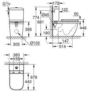 Напольный унитаз Grohe Euro Ceramic 3946200H безободковый