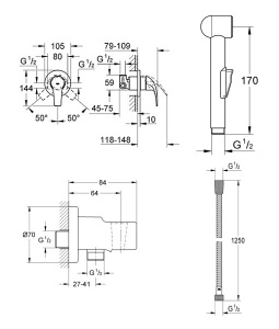 Смеситель встраиваемый Grohe BauCurve 29044000 с гигиеническим душем Trigger Spray 28343000