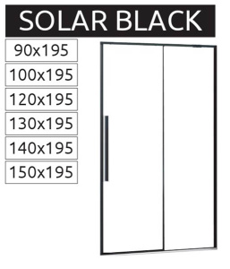 Душевая дверь Rea Solar Black раздвижная, 100х195, прозрачный