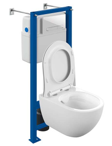 Комплект инсталляции Cersanit Vector с кнопкой Estetica белый и унитазом Brasko Smart CO DPL EO Slim / 68304