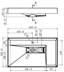 Умывальник Belux Триумф 850-01 белый матовый Solid Surface