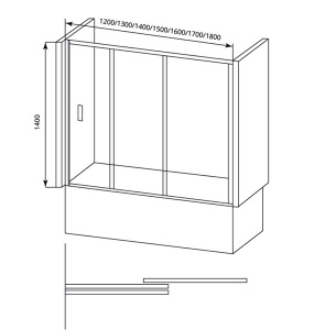 Душевая шторка на ванну Good Door Screen WTW-G-CH, 120х140, матовый