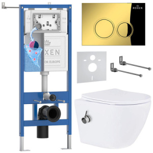 Комплект инсталляции 6 в 1 Roxen StounFix Dual Fresh 968097 с аромадозатором, золото глянцевое