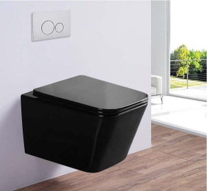 Подвесной унитаз Gid Tr2155BL / Tr2155BM с сиденьем Soft Close, черный глянцевый