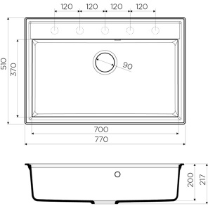 Кухонная мойка Omoikiri Daisen 77, 77x51, leningrad grey