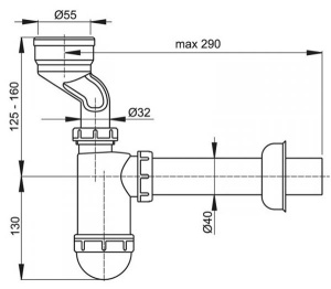 Сифон для писсуара AlcaPlast A45A-BL-01