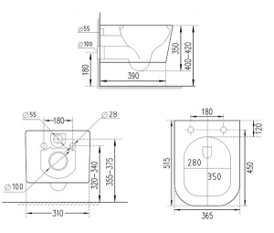 Комплект инсталляции TECEbase kit c кнопкой 9240407 и унитазом Roxen Boro 530145-01 Rimless Soft Close