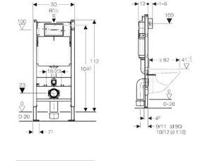 Комплект инсталляции Geberit Duofix c кнопкой Delta 51 черной и подвесным унитазом Sanovit Lucco Brilla Rim Art