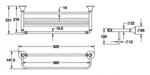 Полка для полотенец с держателем Rose RG1208