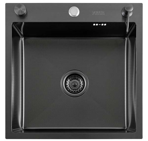 Кухонная мойка Avina Futur FK Eco Embossing Pop-up Econom Black Nano с дозатором, 50х50, графит