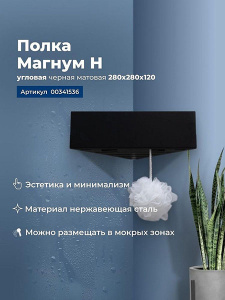 Полка Aquanet Магнум Н угловая черный матовый