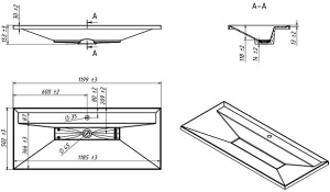 Умывальник Belux Фаворит 1200 белый матовый Solid Surface