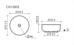 Умывальник CeramicaNova Taycan CN12003MB
