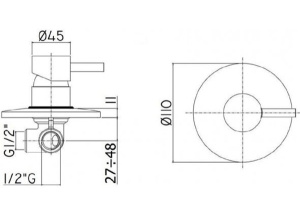 Смеситель встраиваемый Paffoni Light LIG011BO для душа