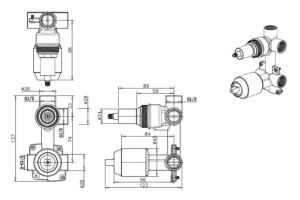 Смеситель скрытого монтажа (внутренний механизм) Bravat D982BW-B-ENG