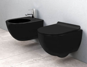 Подвесное биде Rea Carlo Mini Black Mat C9901 / Black C6380, черный глянцевый