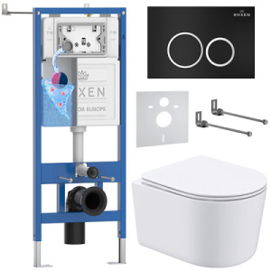 Комплект инсталляции 6 в 1 Roxen StounFix Dual Fresh 911522 с аромадозатором, черный матовый