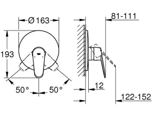 Смеситель встраиваемый Grohe Eurodisc Cosmopolitan 19549002 (1 функция)