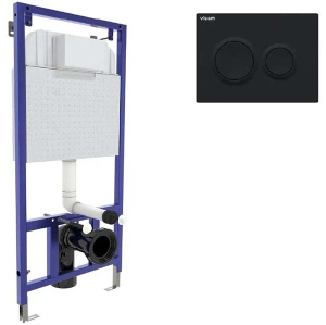 Инсталляция для унитаза Visam Slim 525 с кнопкой O5 чёрный Soft Touch, чёрный Soft Touch