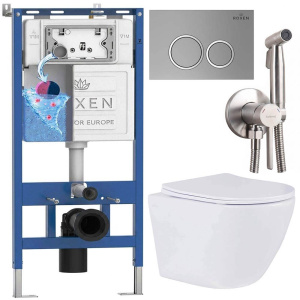 Комплект инсталляции 7 в 1 Roxen StounFix Dual Fresh 524734-6 с аромадозатором, сатин, никель брашированный