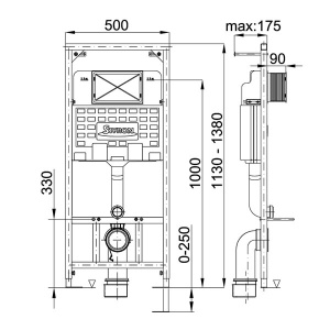 Инсталляция для унитаза Styron Niagara Fix STY-740 с кнопкой STY-800-2