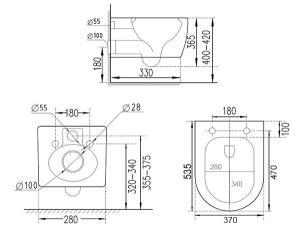 Комплект инсталляции Viega Prevista Dry WC 771973 с кнопкой Visign for Life 6 773748 и унитазом Roxen Antares Bidet Tornado 530185-01XT Rimless Soft Close с функцией биде